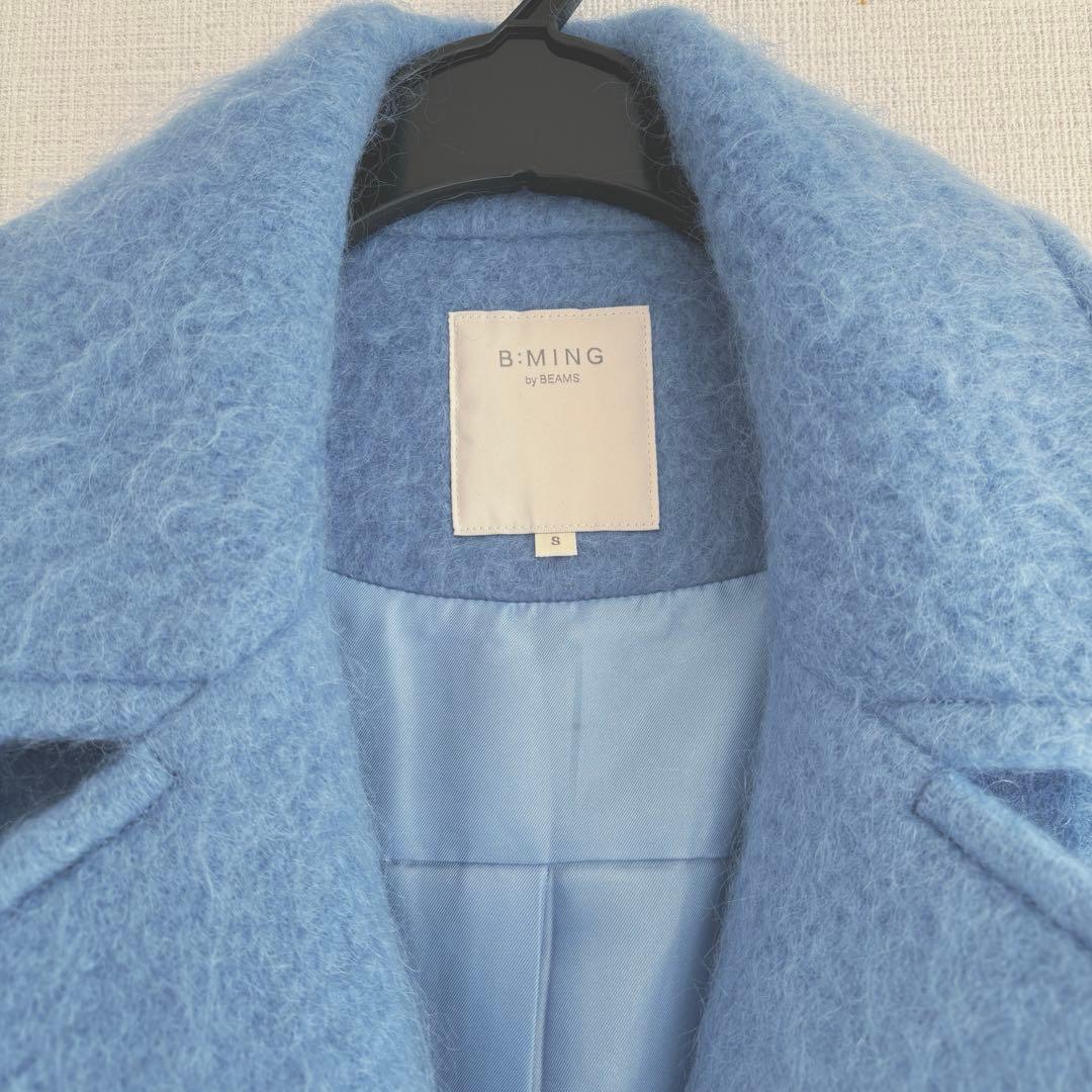 B:MING by BEAMS シャギー ミドルコート ライトブルー　S