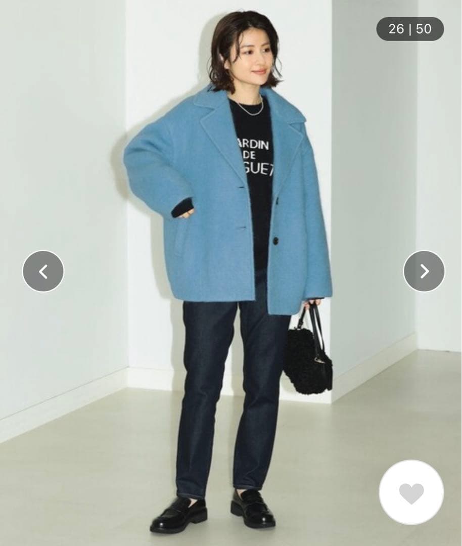 B:MING by BEAMS シャギー ミドルコート ライトブルー　S