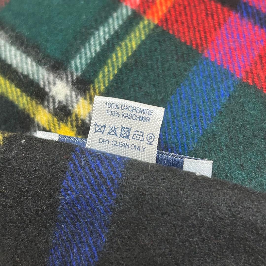 【極美品】ジョンストンズオブエルガン カシミヤ100% 大判ストール チェック