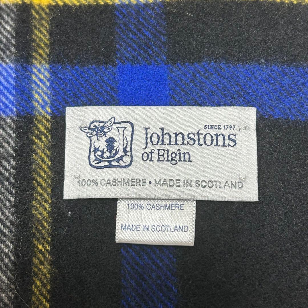 【極美品】ジョンストンズオブエルガン カシミヤ100% 大判ストール チェック