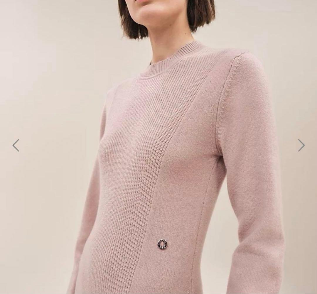 エルメス　ロングスリーブドレス34サイズ　ニットワンピース　ピンク　ベージュ