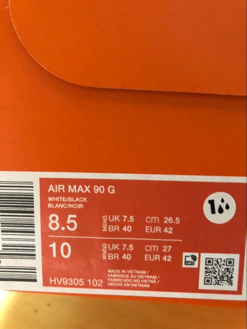 新品 26.5cm ナイキ エアマックス 90 G ゴルフシューズ 白 黒タグ