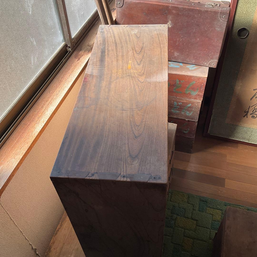 昭和家具　木製ガラス扉付きタンス　12