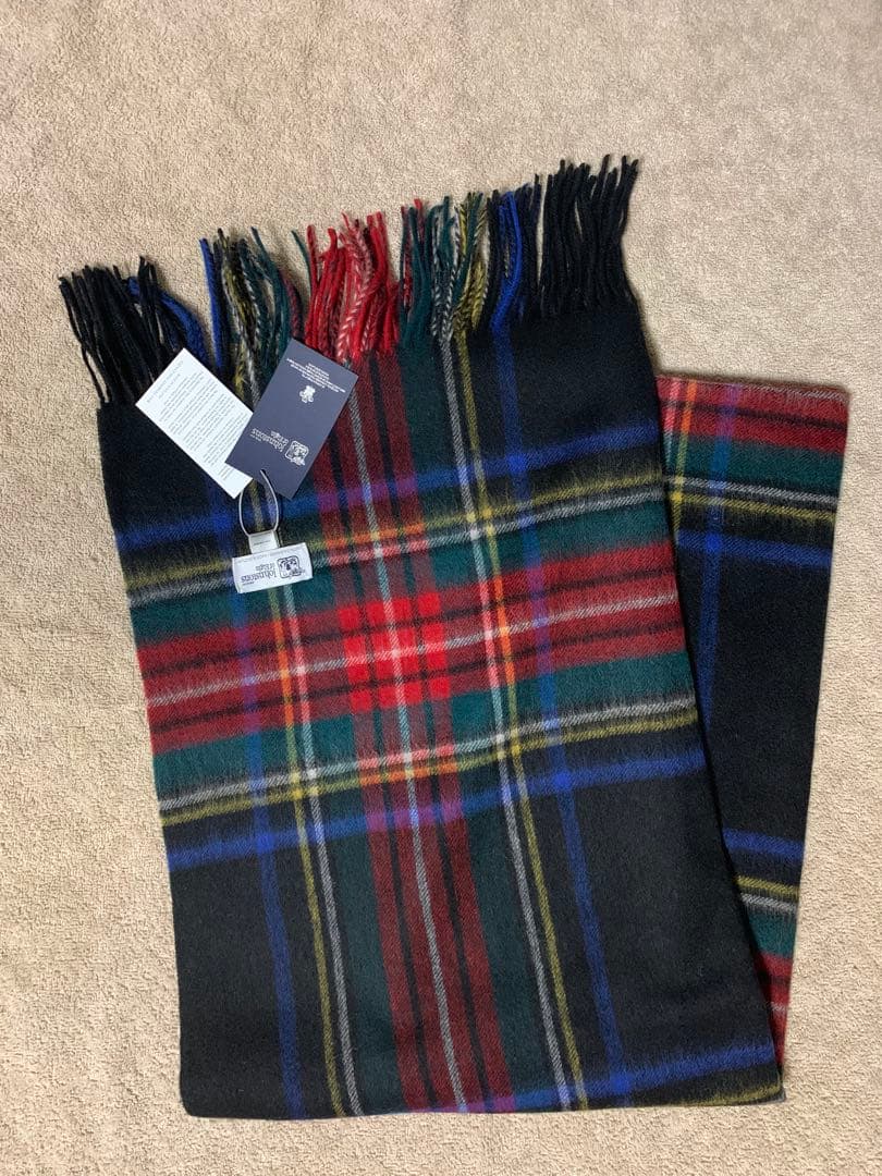 M*o様 美品 ジョンストンズ カシミヤ100％ 大判ストール ブラックスチュア