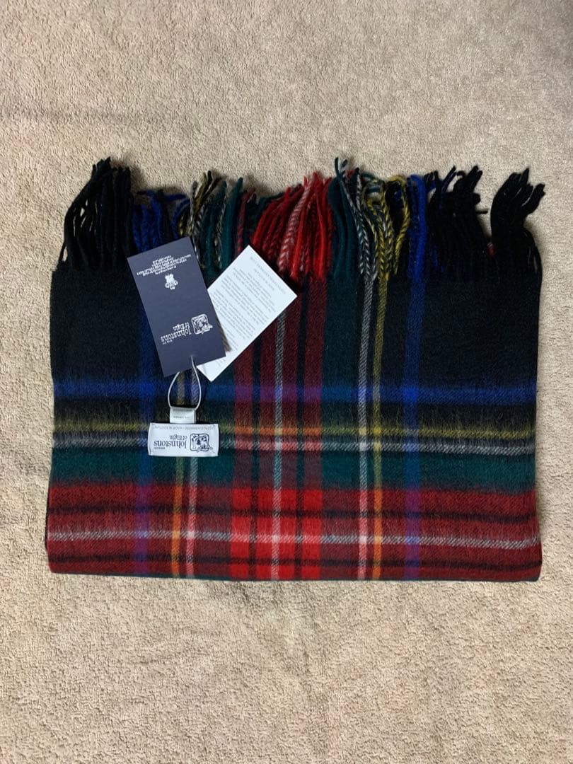 M*o様 美品 ジョンストンズ カシミヤ100％ 大判ストール ブラックスチュア