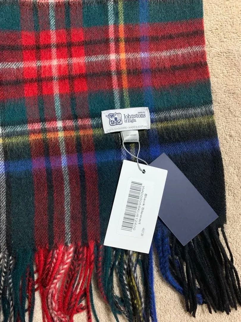 M*o様 美品 ジョンストンズ カシミヤ100％ 大判ストール ブラックスチュア