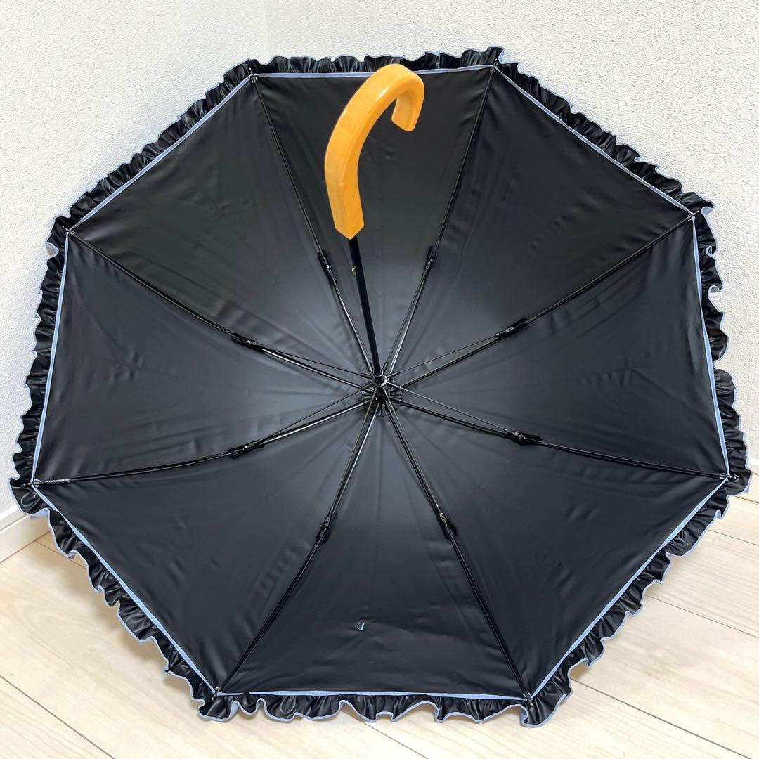 サンバリア100 長傘　Sサイズ　フリル　ブルー