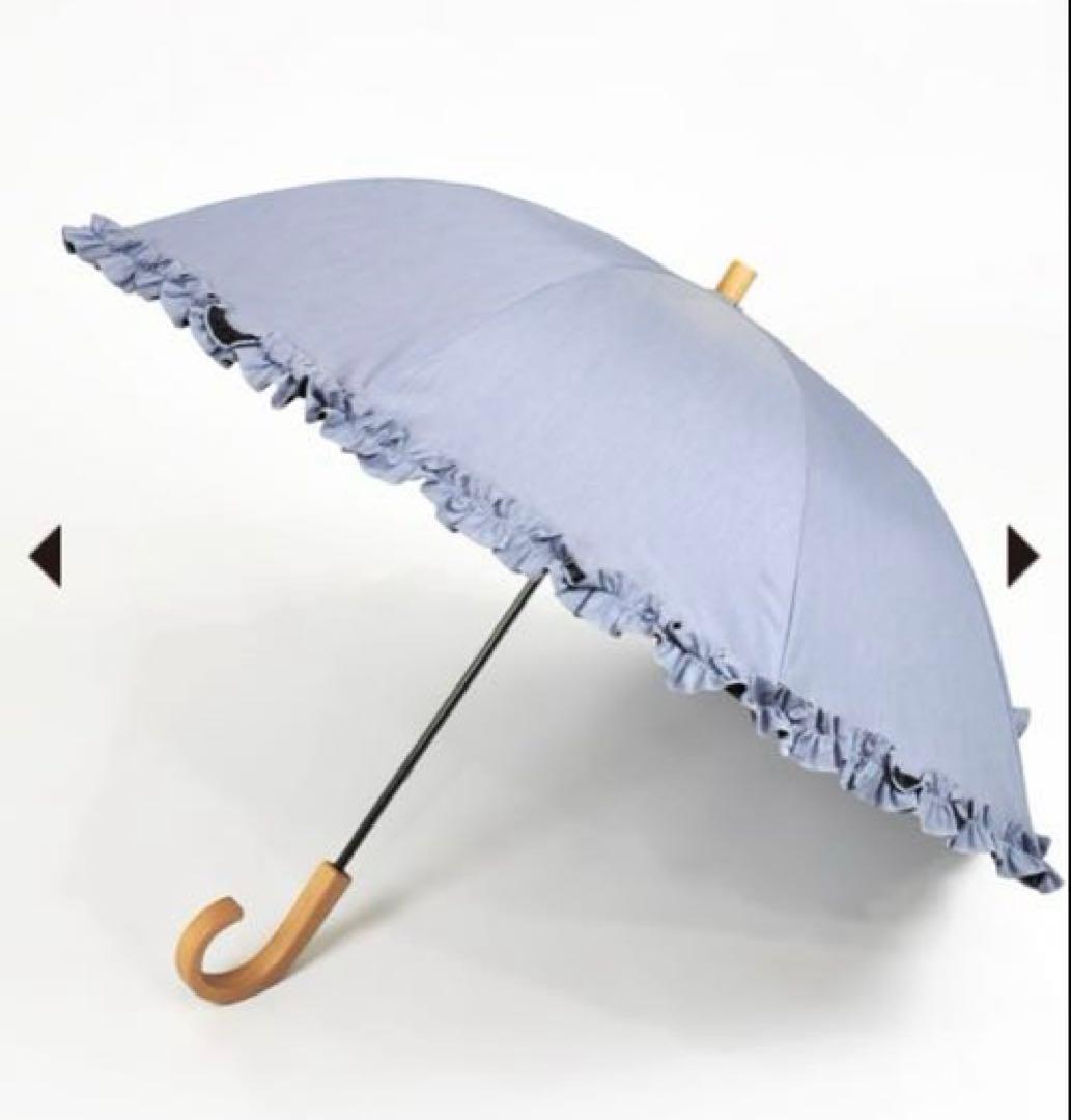 サンバリア100 長傘　Sサイズ　フリル　ブルー