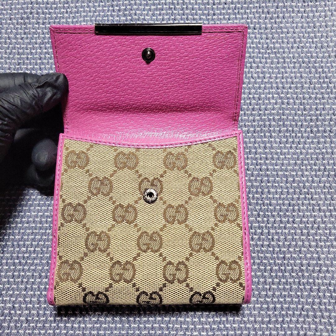 レア 極美品 GUCCI グッチ GGパターン キャンバス地 二つ折り財布