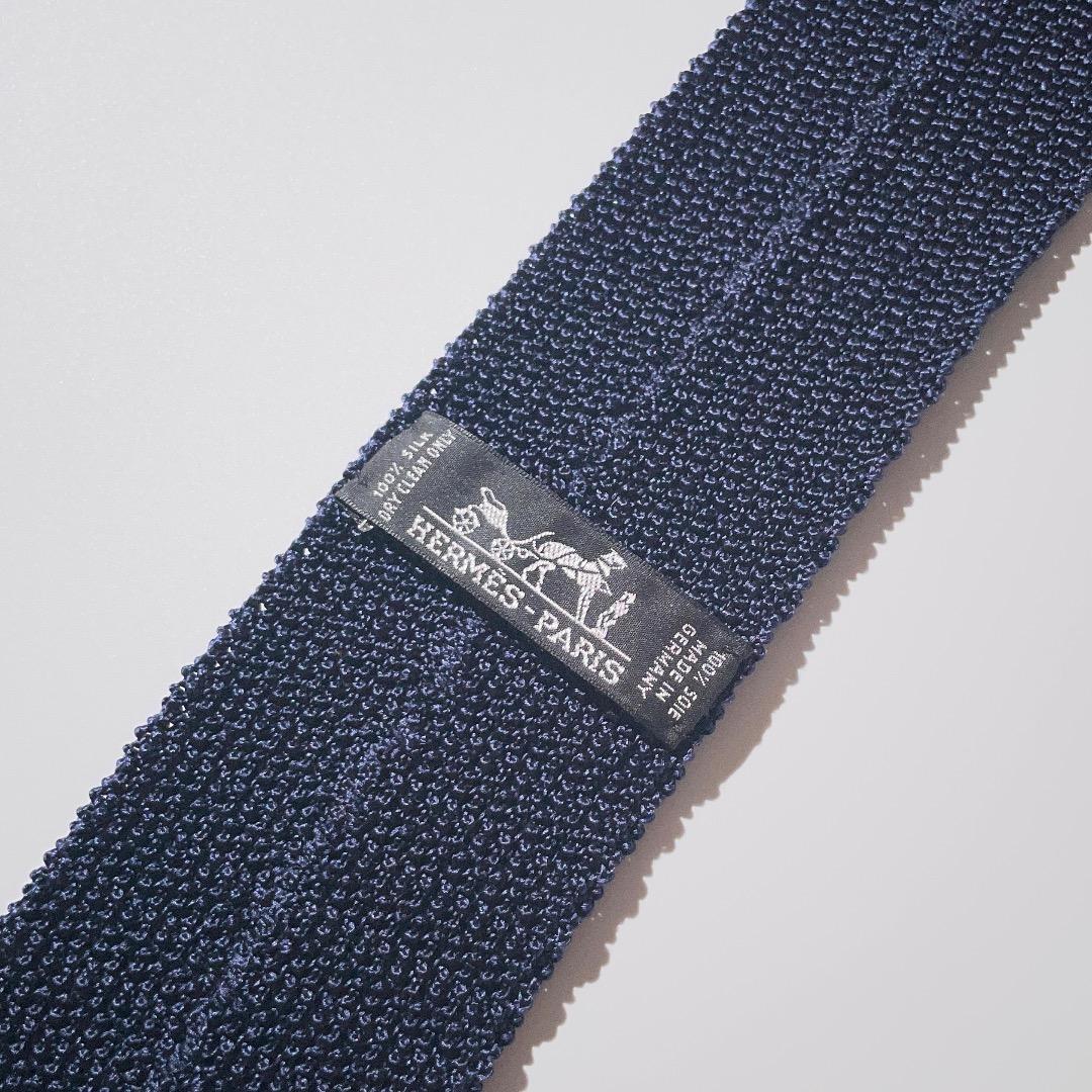 HERMES ドット柄ニットタイ シルク メッシュ エルメス