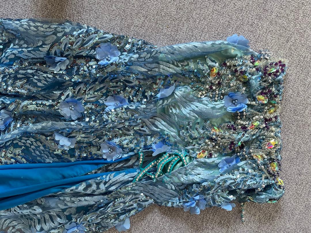 ベリーダンス用ブルーのオリエンタルセットアップ