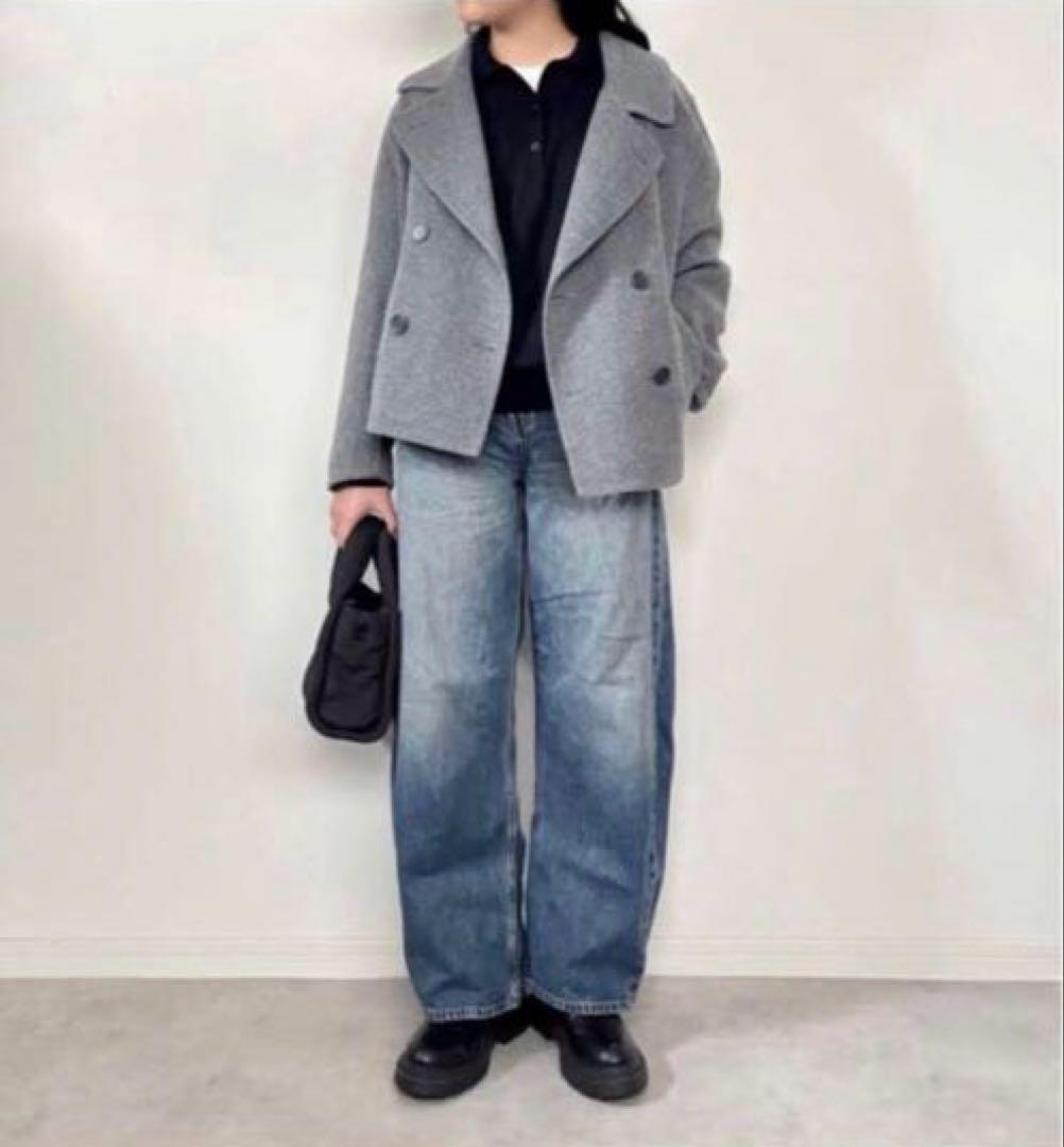 新品　UNIQLO ダブルフェイスショートコートリラックスフィット　M