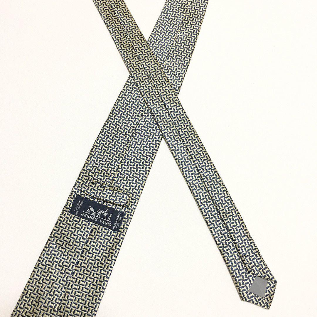 未使用級 H織りタイ ファソネH柄 エルメス HERMES ネクタイ アイボリー