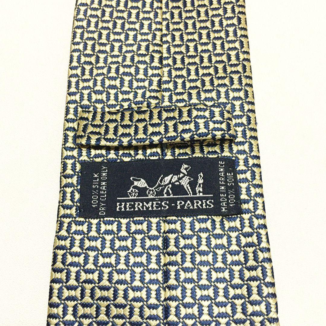 未使用級 H織りタイ ファソネH柄 エルメス HERMES ネクタイ アイボリー