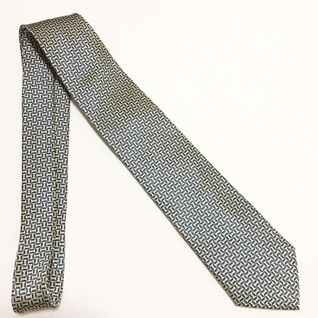 未使用級 H織りタイ ファソネH柄 エルメス HERMES ネクタイ アイボリー