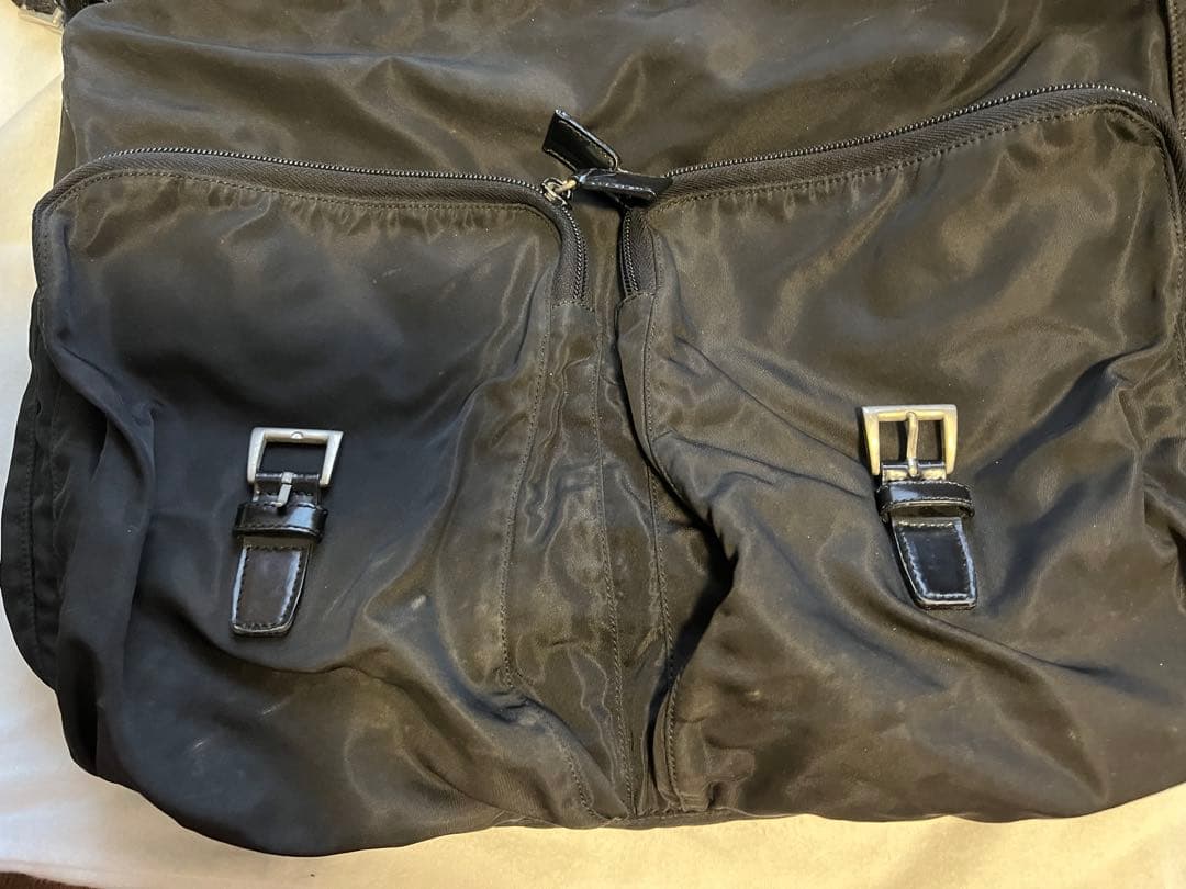 値下げ！PRADA メッセンジャーバッグ ブラック レザー テスートナイロン