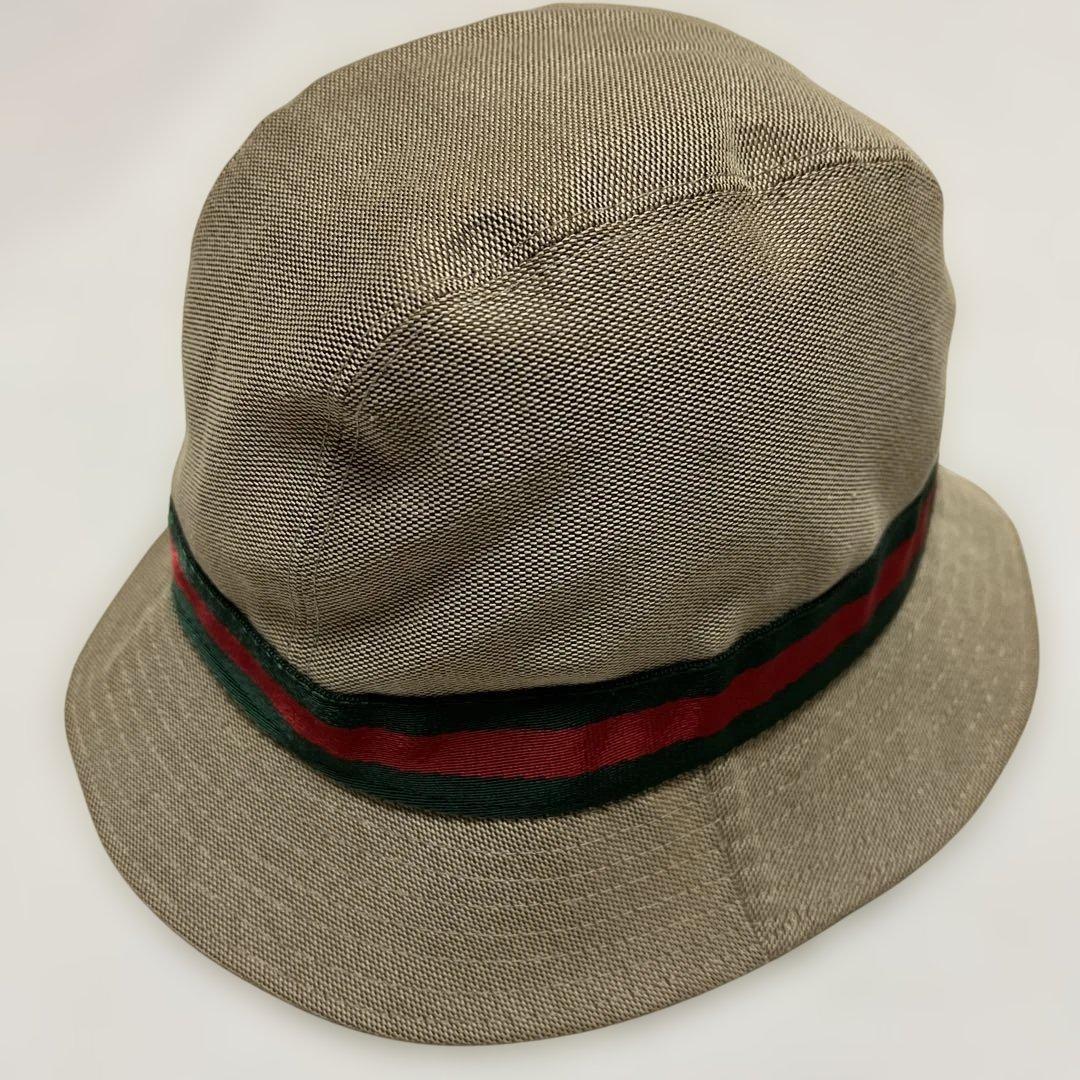 グッチ　バケットハット/キャンバス/無地/レディース