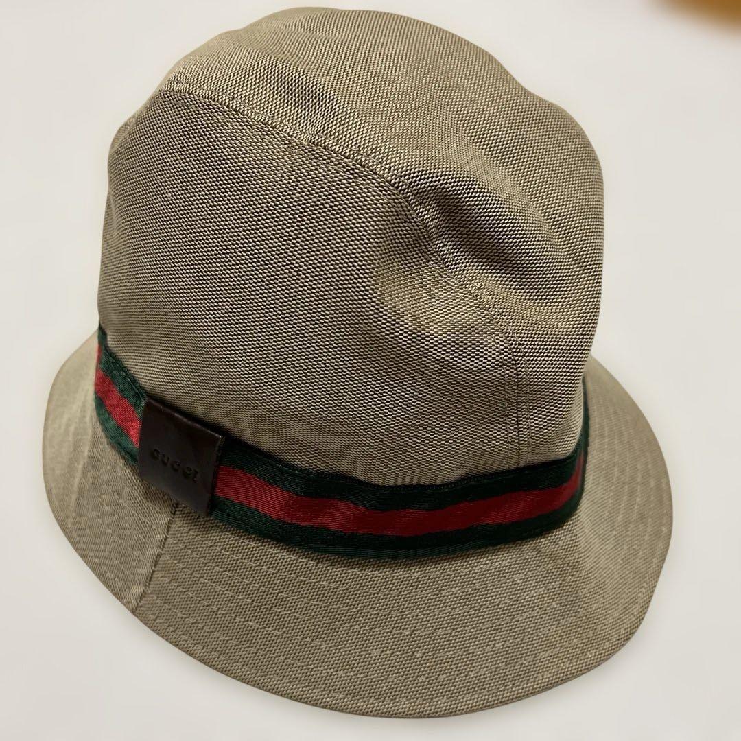 グッチ　バケットハット/キャンバス/無地/レディース