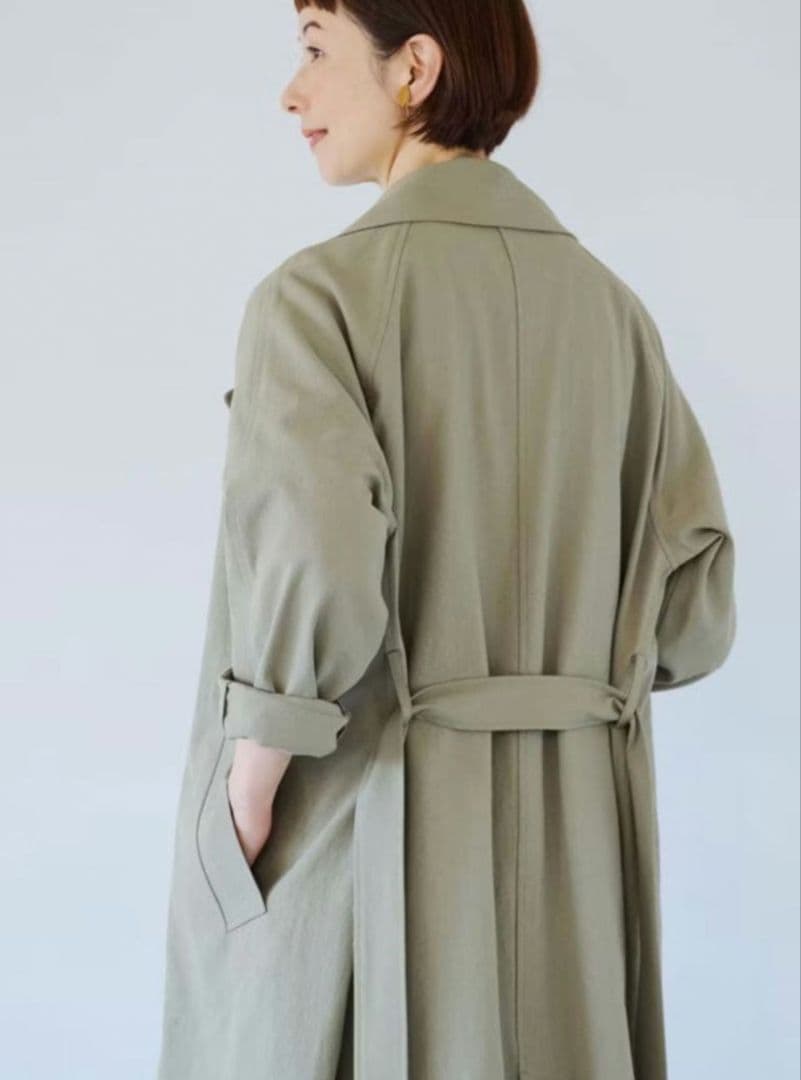 【美品】北欧暮らしの道具店 香菜子さんとつくった着回し頼れるコート ライトカーキ