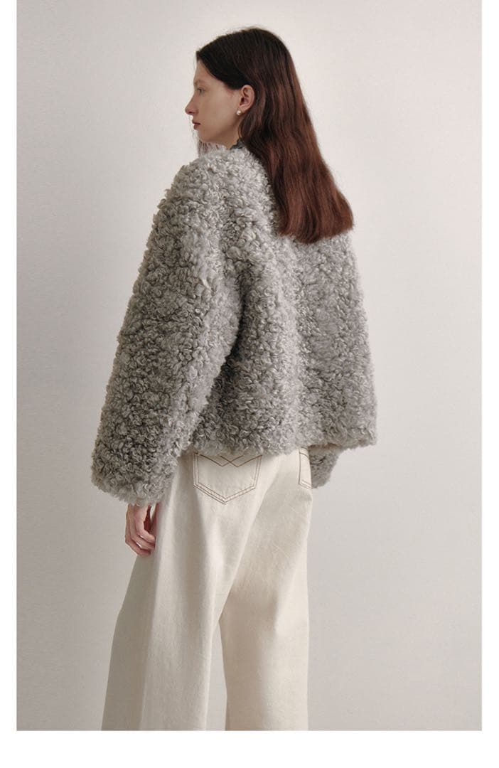 即購可Fano studios カラフルボタン ノーカラー ボアショートコート