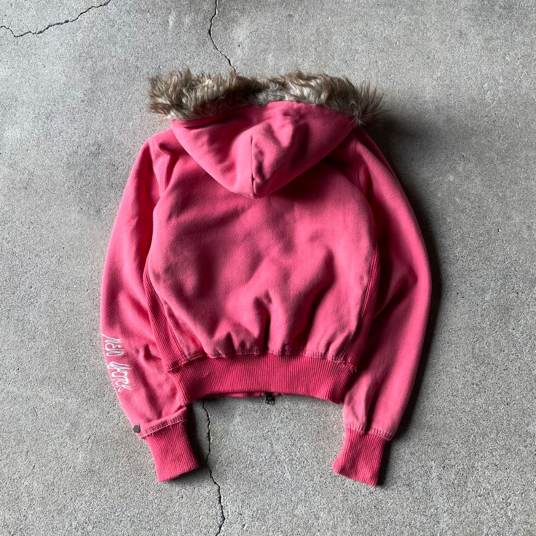 トップス 00s A&F fur double zip up hoodie archive