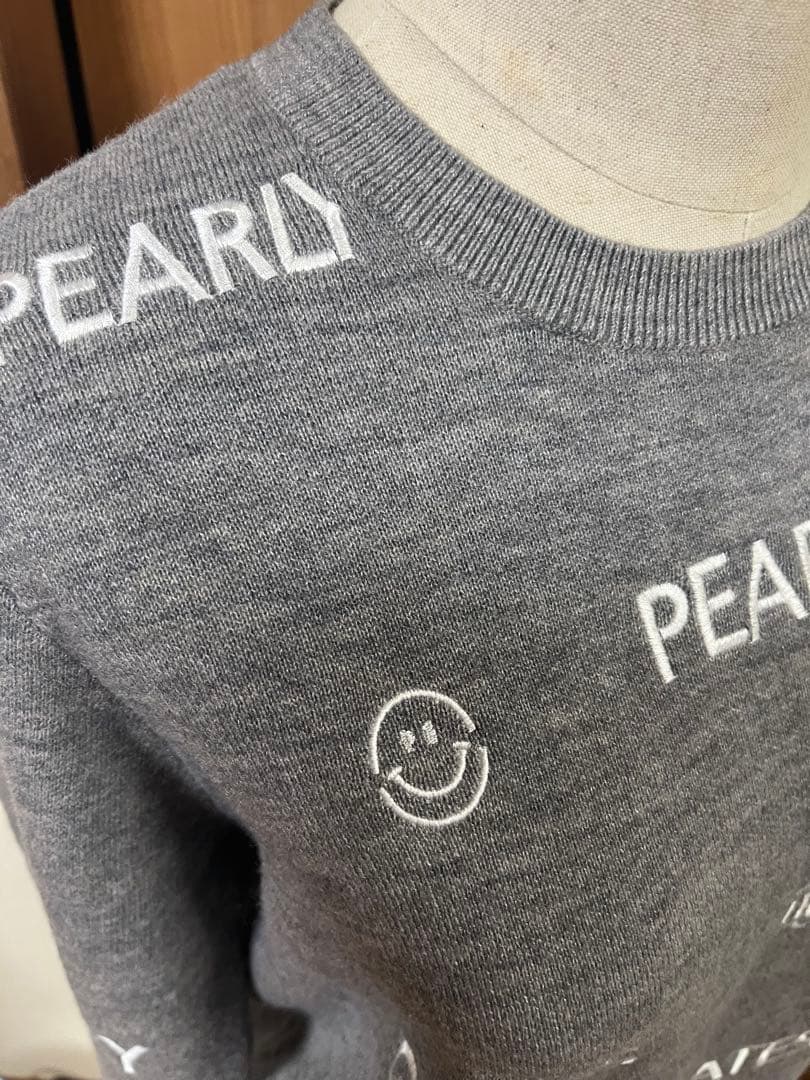 PEARLY GATES ロゴ入りセーター グレー　レディースサイズ0
