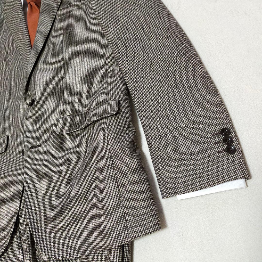 美品　SUIT SELECT　AB6　千鳥格子柄　起毛ウール　2つ釦スーツ