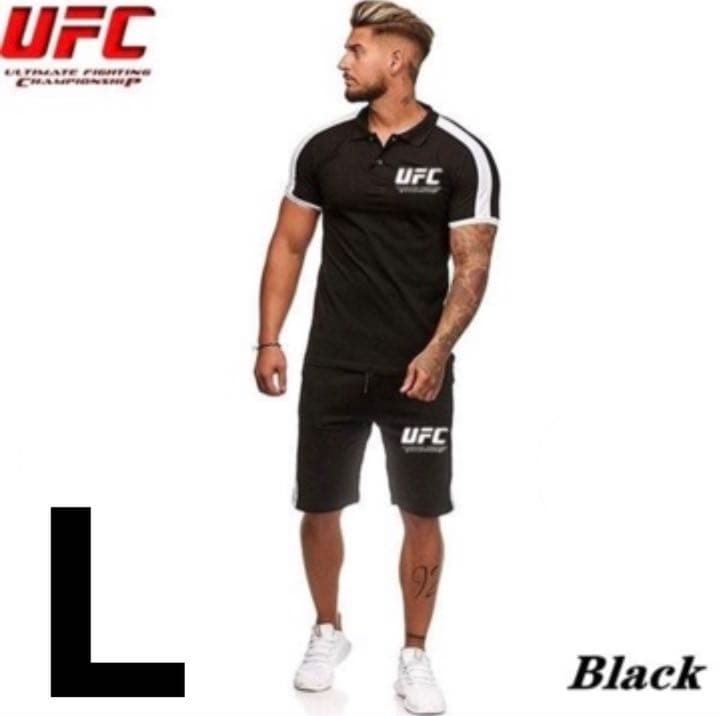 【大人気数量限定】UFC 半袖ポロシャツ　ハーフパンツ  上下セットアップ　L