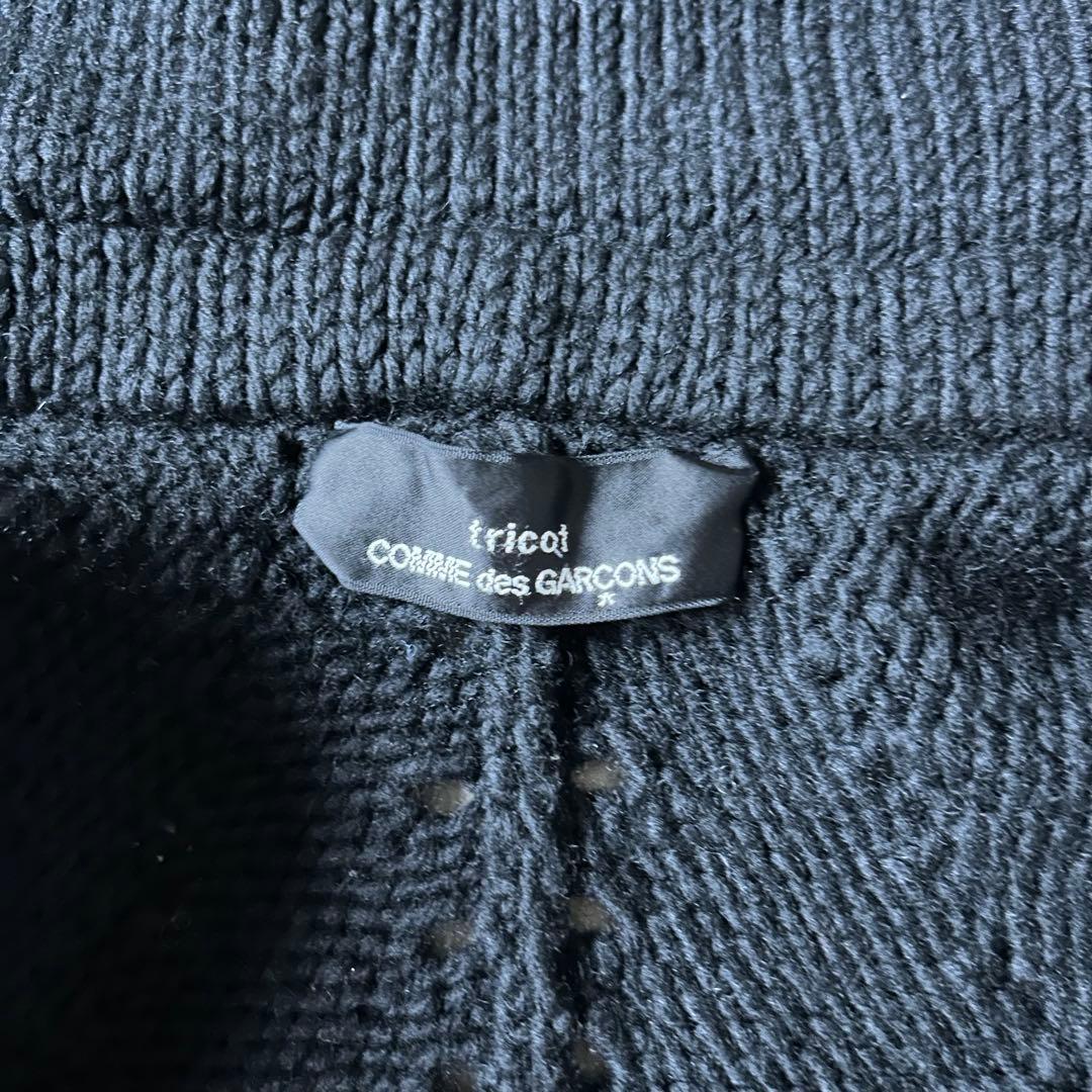 トリココムデギャルソン 丸襟 ニットジャケット 肉厚 ウール 黒 AD2006