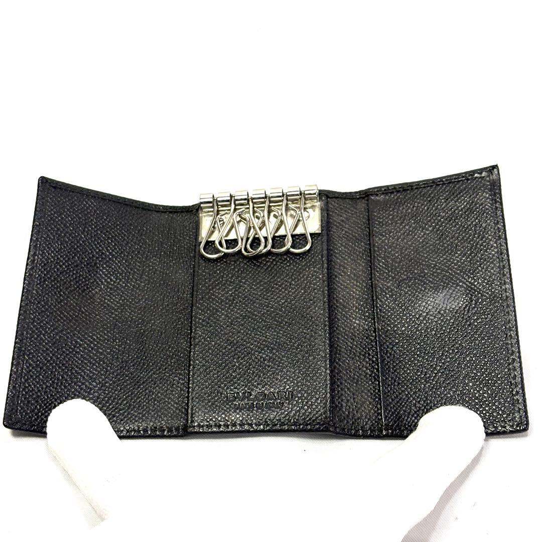 【定番 大人気】 BVLGARI ブルガリ 6連 キーケース ブラック ロゴ金具