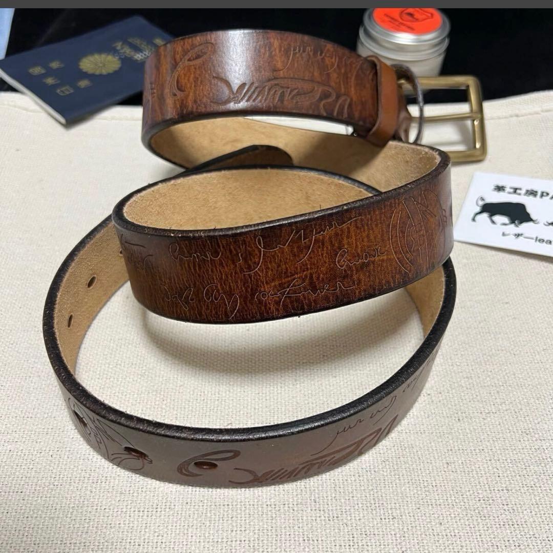 イタリアンレザー　115〜135分厚い一枚革 牛革本革　調整可 メンズ ベルト