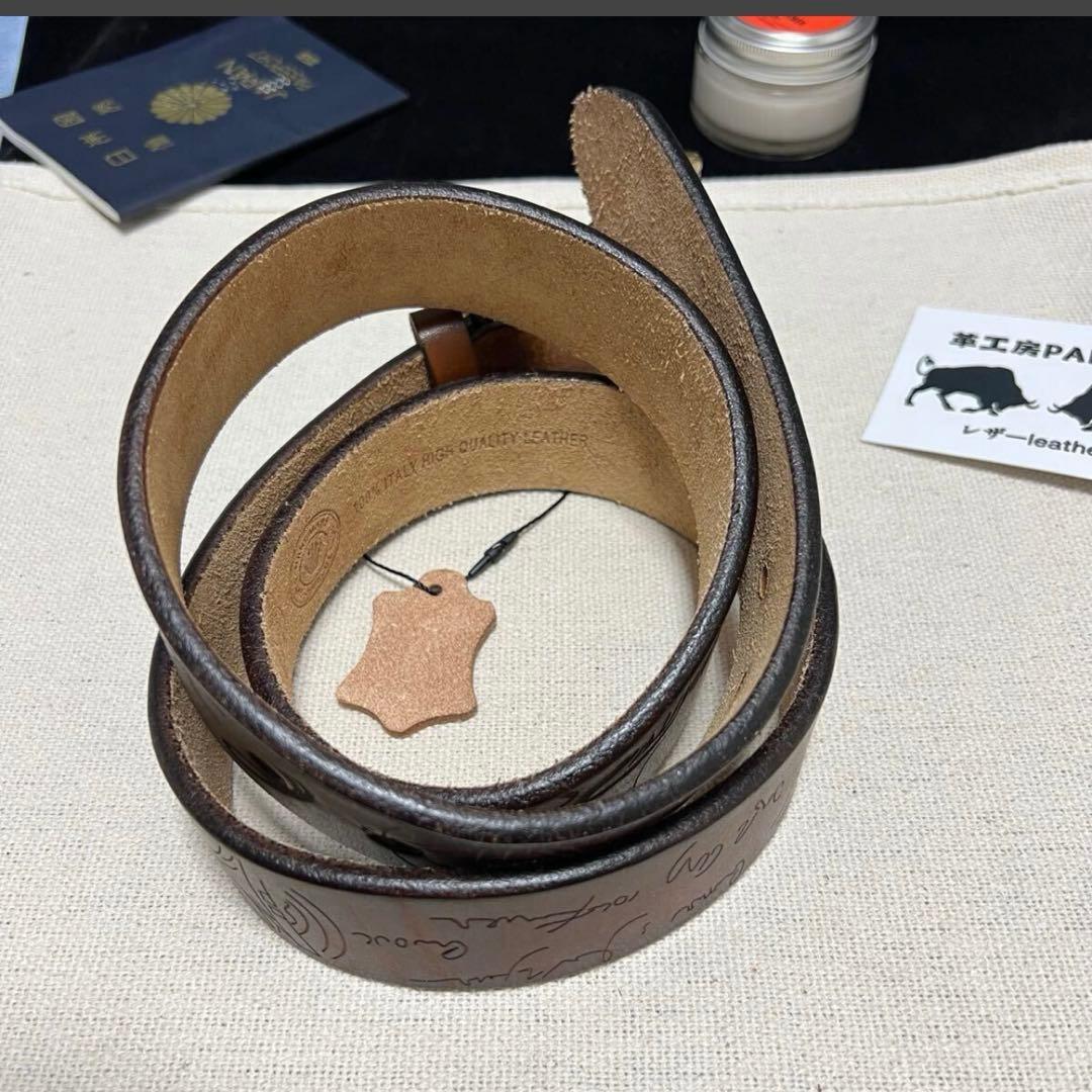 イタリアンレザー　115〜135分厚い一枚革 牛革本革　調整可 メンズ ベルト