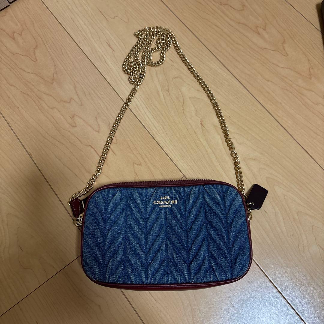 COACH デニム レッド ショルダーバッグ