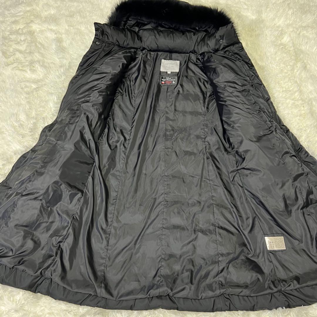 人気▲UNTITLED ホワイトダックダウン　コート ブルーフォックスファー　黒