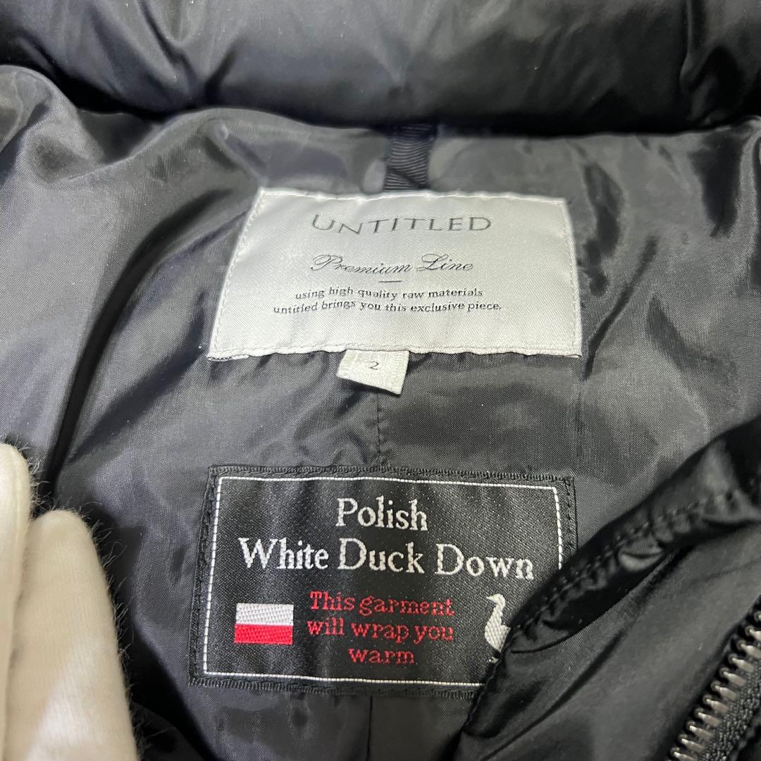 人気▲UNTITLED ホワイトダックダウン　コート ブルーフォックスファー　黒