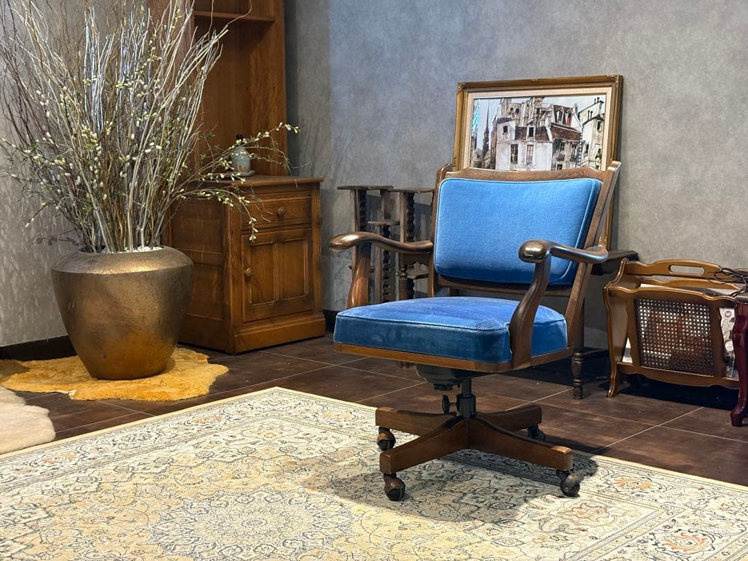 karimoku オールドカリモク デスクチェア ファブリック ビンテージ In