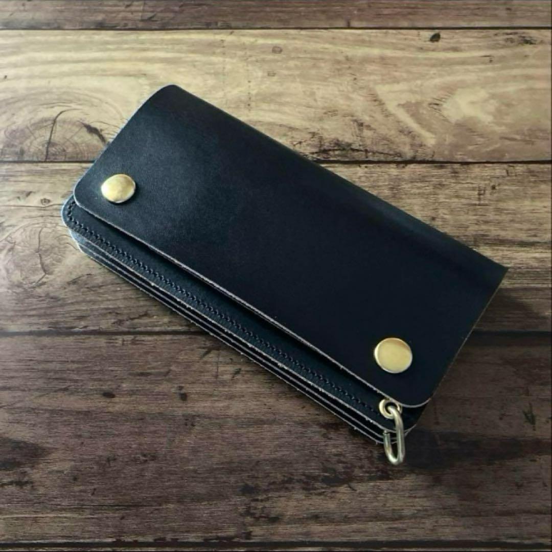 国産ステアハイド トラッカーウォレット180（ロング）3層 茶芯ブラック