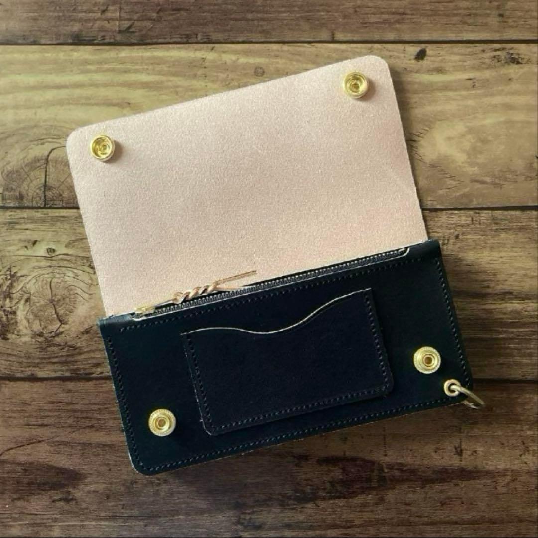 国産ステアハイド トラッカーウォレット180（ロング）3層 茶芯ブラック