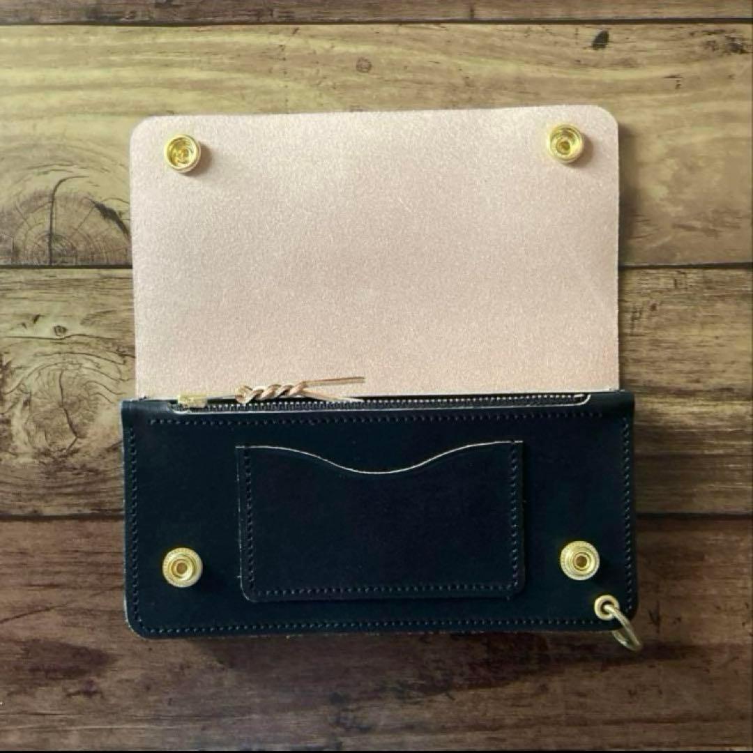 国産ステアハイド トラッカーウォレット180（ロング）3層 茶芯ブラック