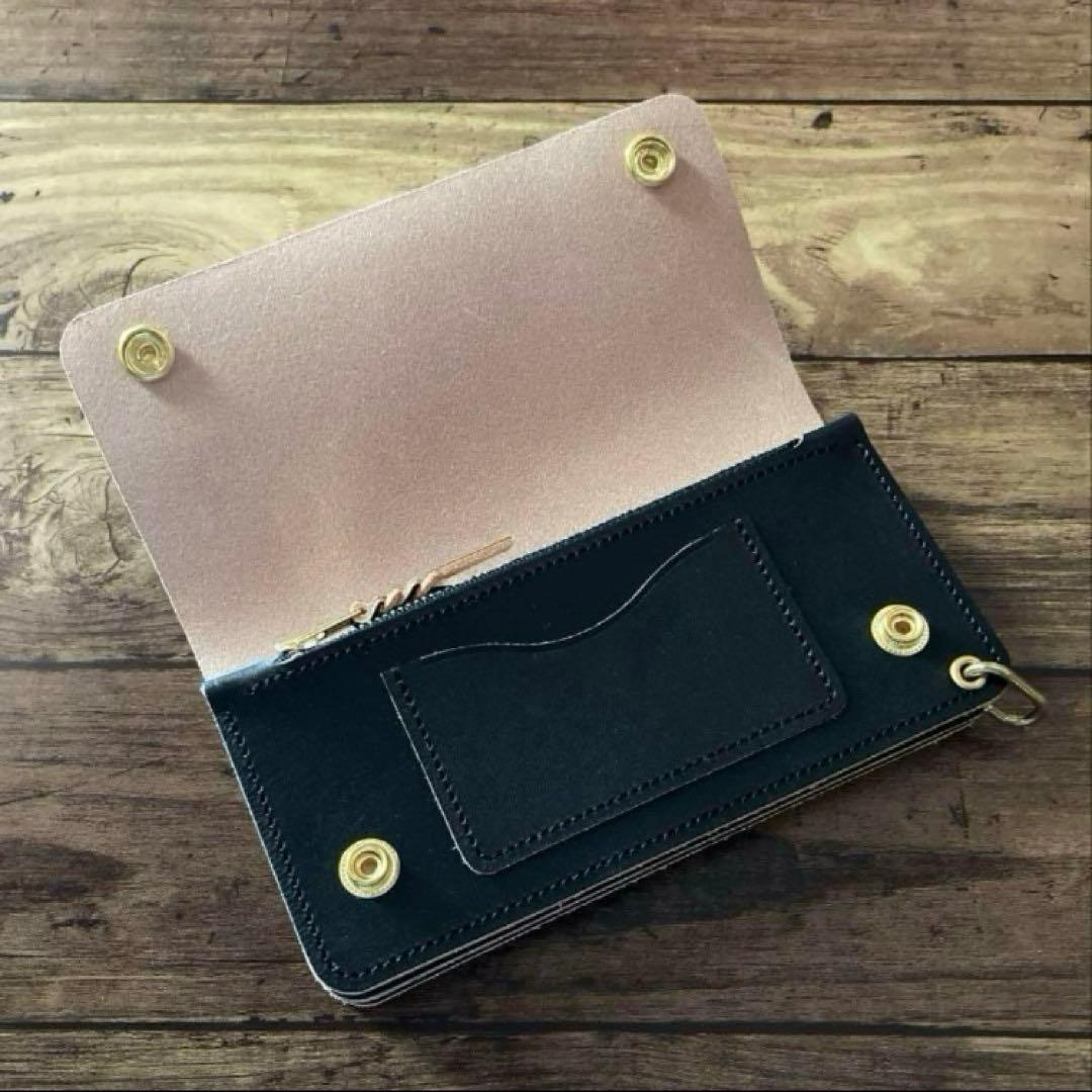 国産ステアハイド トラッカーウォレット180（ロング）3層 茶芯ブラック