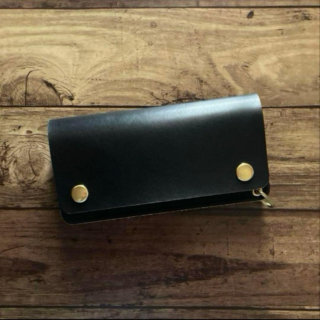 国産ステアハイド トラッカーウォレット180（ロング）3層 茶芯ブラック