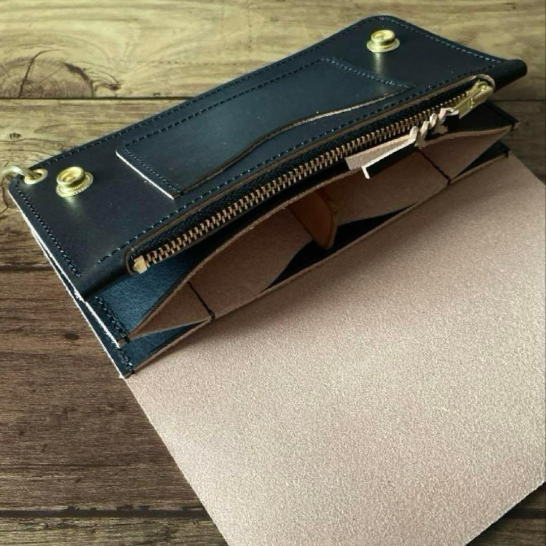 国産ステアハイド トラッカーウォレット180（ロング）3層 茶芯ブラック