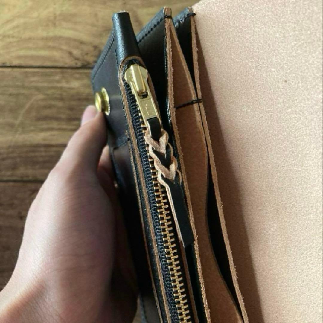 国産ステアハイド トラッカーウォレット180（ロング）3層 茶芯ブラック