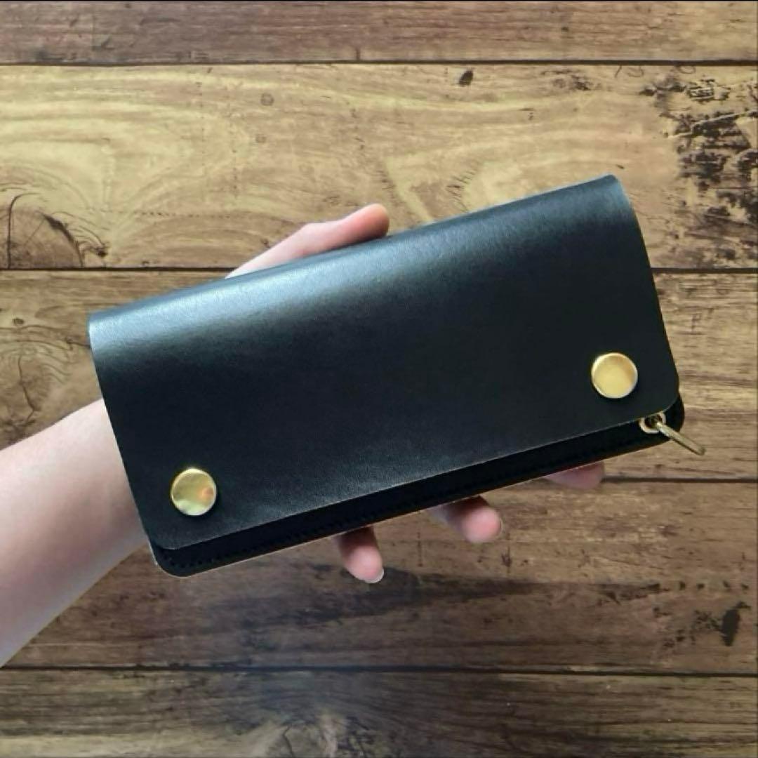 国産ステアハイド トラッカーウォレット180（ロング）3層 茶芯ブラック