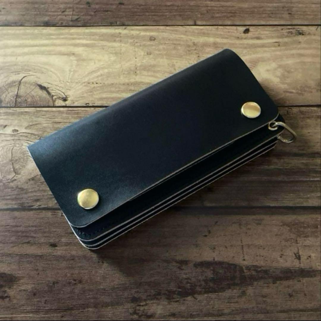 国産ステアハイド トラッカーウォレット180（ロング）3層 茶芯ブラック