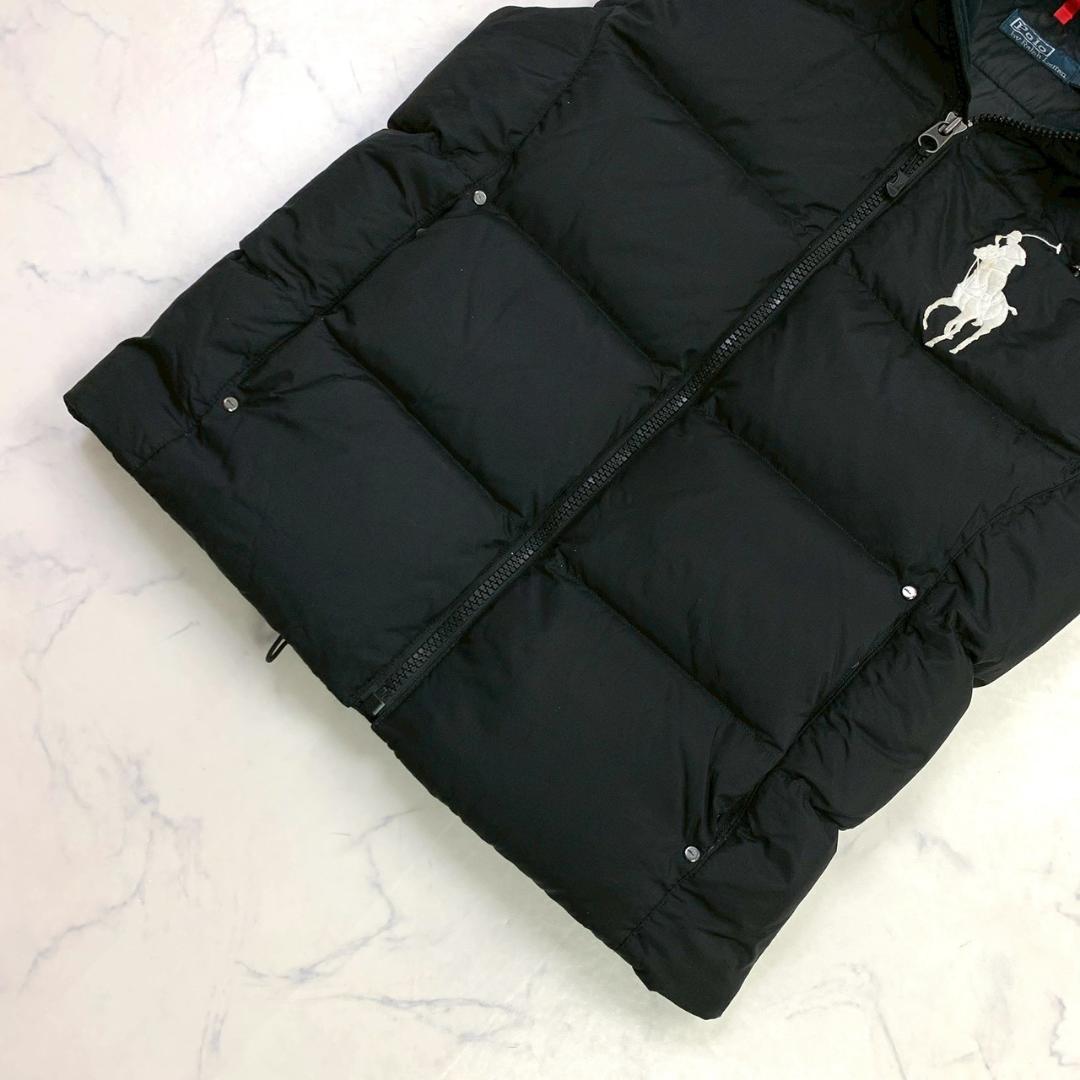 ポロラルフローレン ダウンベスト ビッグポニー刺繍 ブラック S　E002