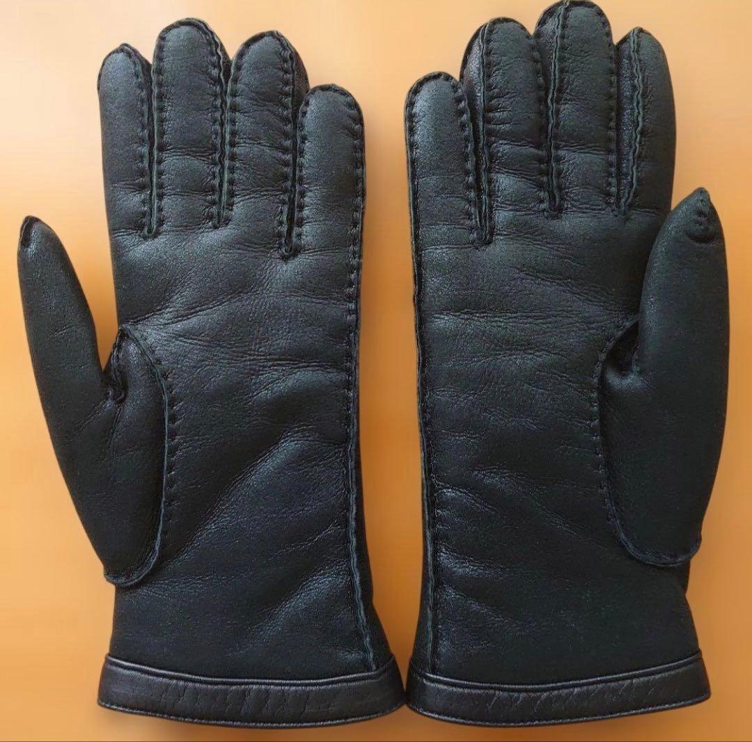 GUCCI黒 レザー 手袋 金具付き箱あり サイズ6半