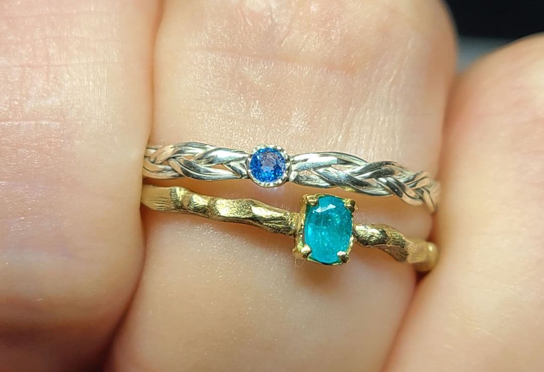 鮮やかなビビッドブルー★ドイツアウイナイトリングSV編み込み★