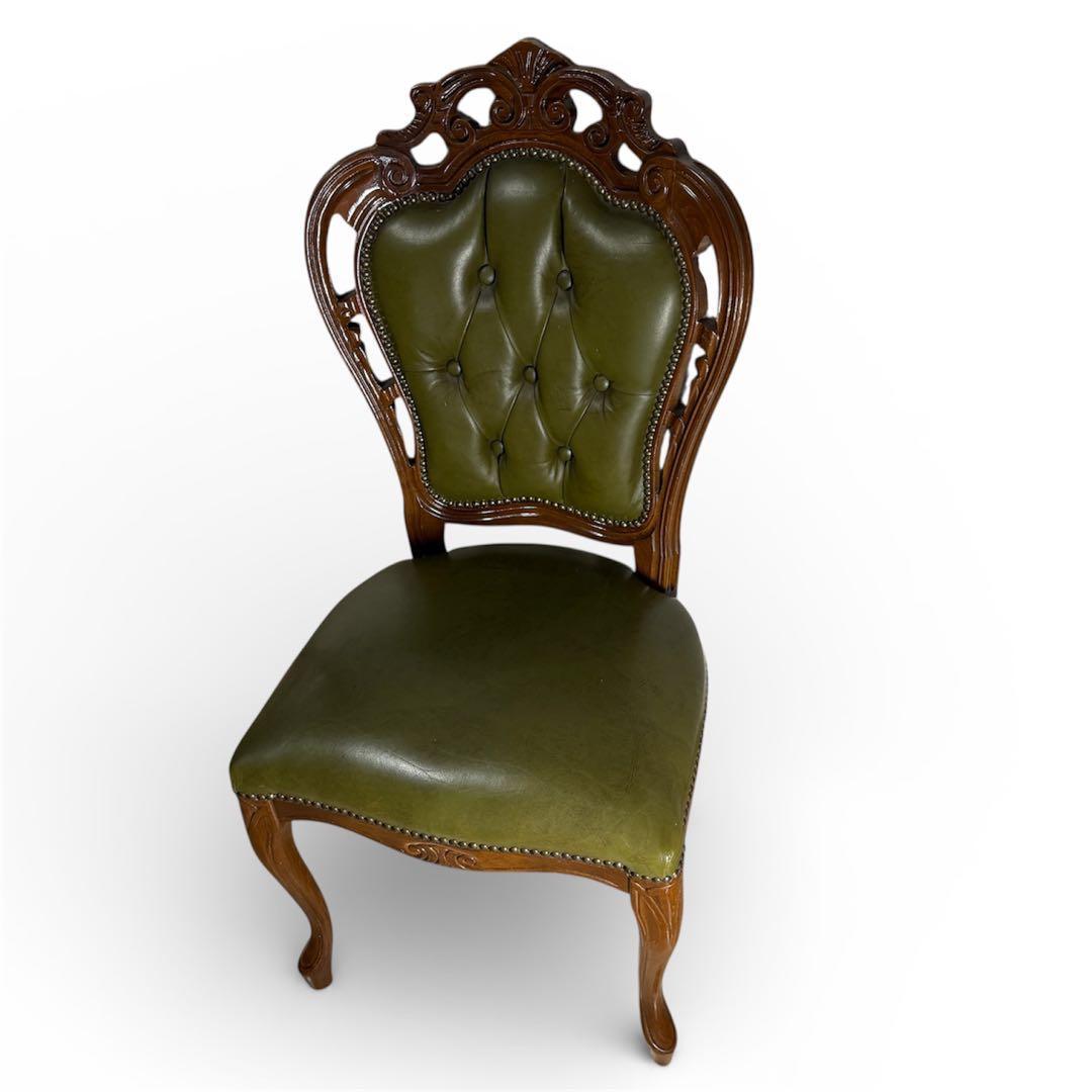 イタリアン ヴィンテージ調 ダイニングチェア レザー 猫脚