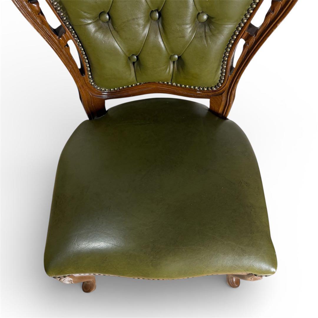 イタリアン ヴィンテージ調 ダイニングチェア レザー 猫脚